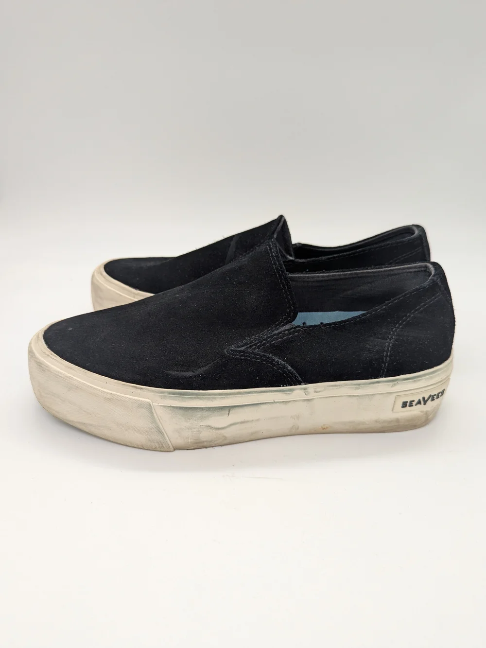 SeaVees Women's Baja Black Suede Slip-On Platform Sneakers Size 7